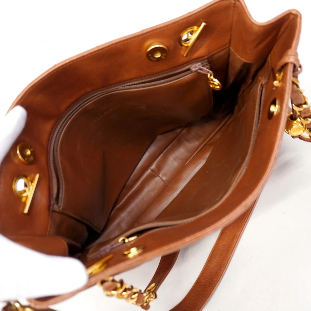 CHANEL Brown Lambskin Leather Tote Bag - Picture 4 of 12